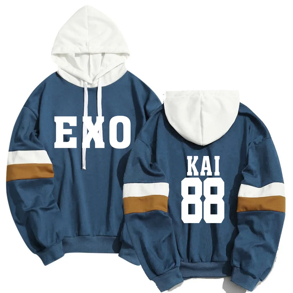 Kpop EXO свитер с принтом имени члена для мужчин и женщин уличная Лоскутная Толстовка с капюшоном K-pop XIUMIN LUHAN CHANYEOL пуловер Одежда - Цвет: color23 88