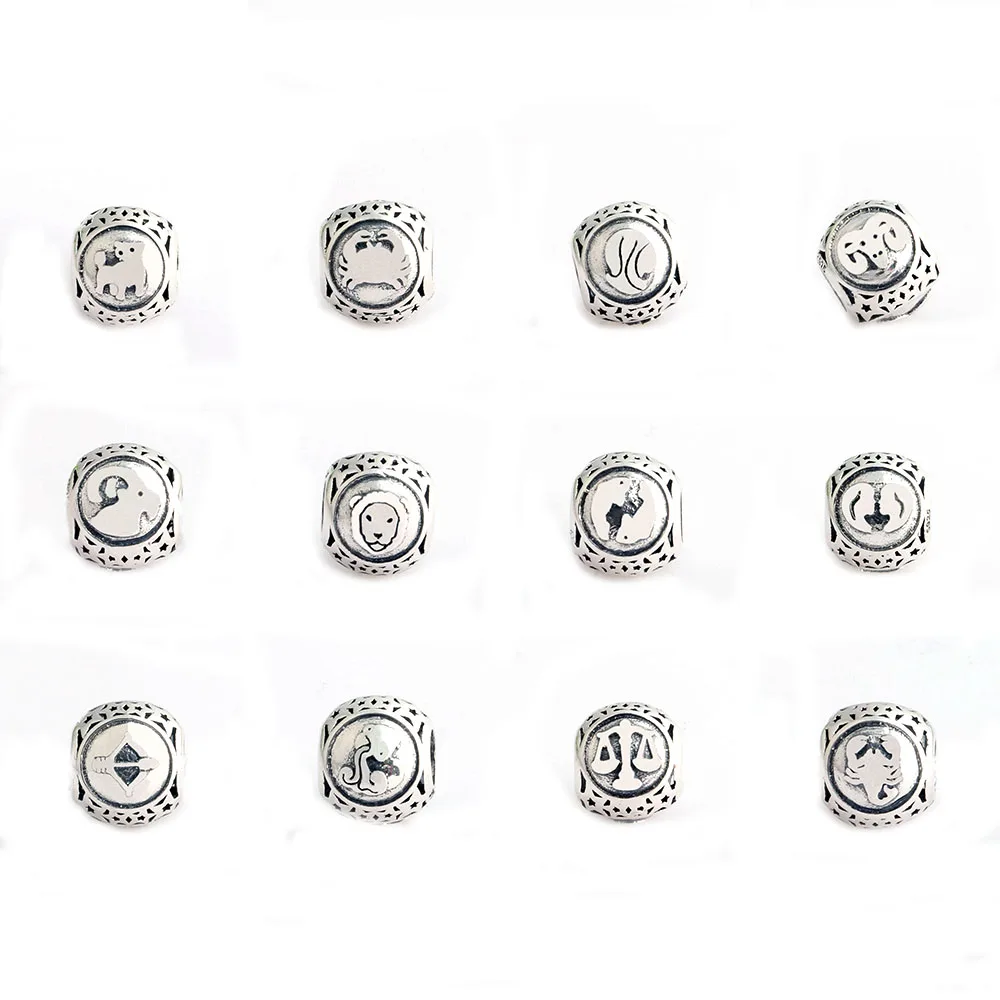 

Authentic 925 Sterling Silver Charm Simple Twelve Constellations Beads For Original Pandora Charm Bracelets & Bangles Jewelry