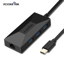 Rocketek type-C USB type c гигабитный Ethernet адаптер 1000 Мбит/с концентратор 3,0 Lan Проводная сетевая карта Rj45 порт USB разветвитель для компьютера