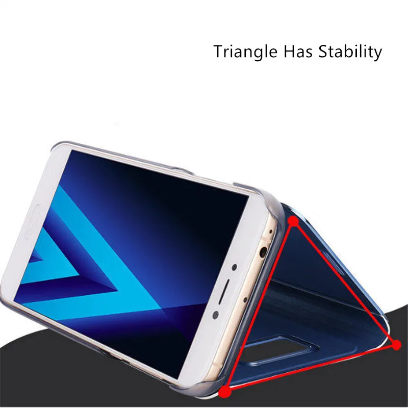Mirror Flip Leather Case For Samsung Galaxy Note 8 S6 S7 Edge S8 Plus Clear View Window Smart Cover For iphone 6 6s 7 8 Plus X