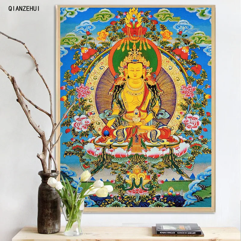 QIANZEHUI DIY rстразы пластиковые поделки буддизм король Будды Алмазная Живопись