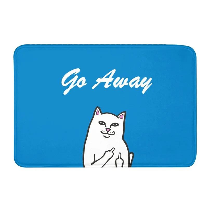 

Door Mat Funny Middle Finger Cat Go Away Letter 3D Printing Bath Mats Anti-Slip Washable Kitchen Bedroom Floor Entrance Doormat