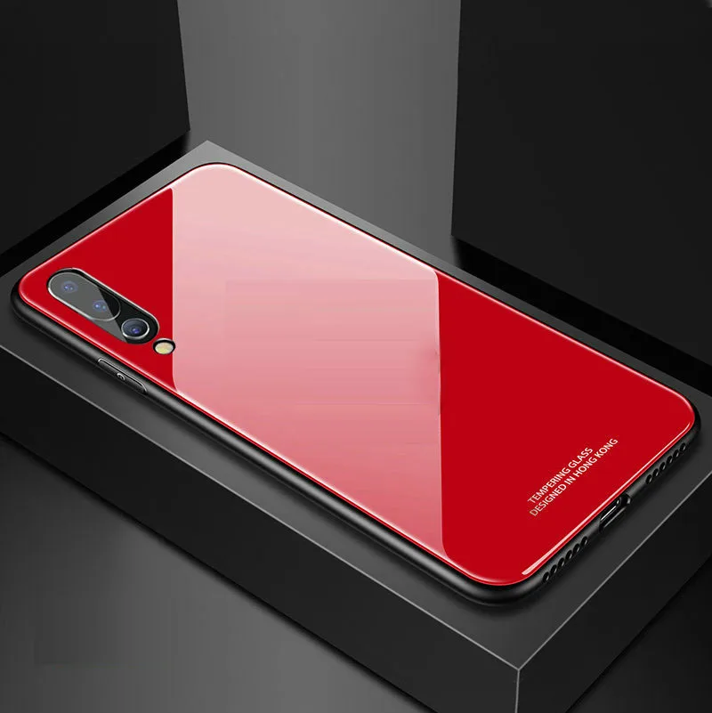 Роскошный зеркальный чехол SemgCeKen из твердого стекла для huawei p20 pro lite p20pro p20lite силиконовый 3d чехол для телефона - Цвет: red