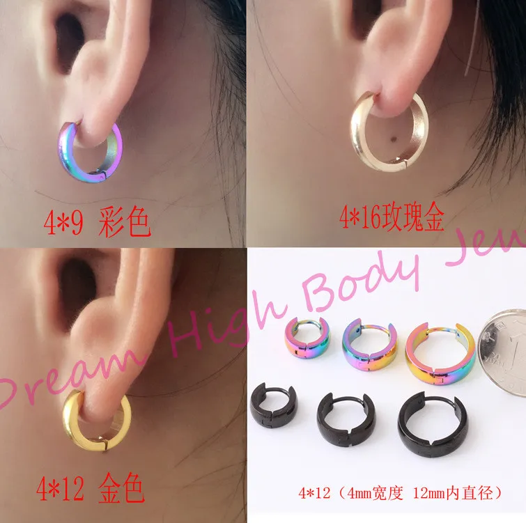 

4mm Hoop Earring Ear Stud fashion personality Round face earrings wholesale steel Punk Women Men Jewelry High Quality Body