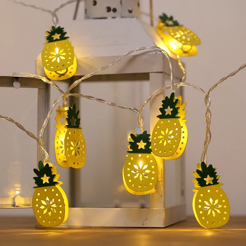 3M 20 LED Pattern Pineapple guirnalda LED String Light Iron Fruit AA