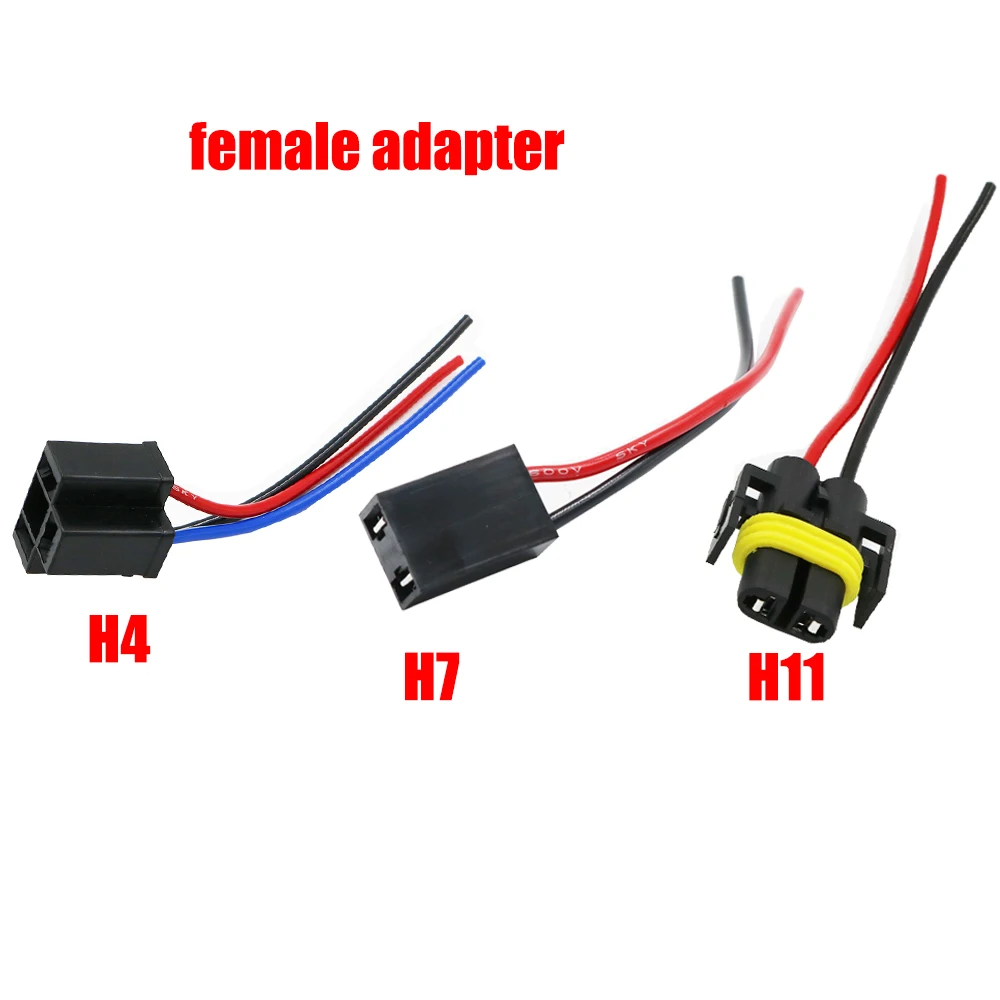 

YSY 2pcs H4 H7 H11 Female Adapter Sockets pigtail Harness Plug Connector For H1 H4 H7 halogen hid led Retrofit
