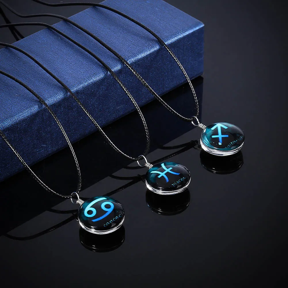 

Hot sale 12 constellations Time Gems Necklace Pendant Zodiac Jewelry for Friends Best magic Christmas Gifts