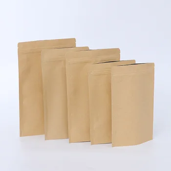 

100pcs Kraft paper aluminum foil ziplock zipper stand up bag food coffee candy gift packing bags kitchen supplies