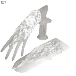 1 пара Для женщин короткие перчатки без пальцев с кружевом и вышивкой цветочной аппликацией украшение из искусственного жемчуга варежки