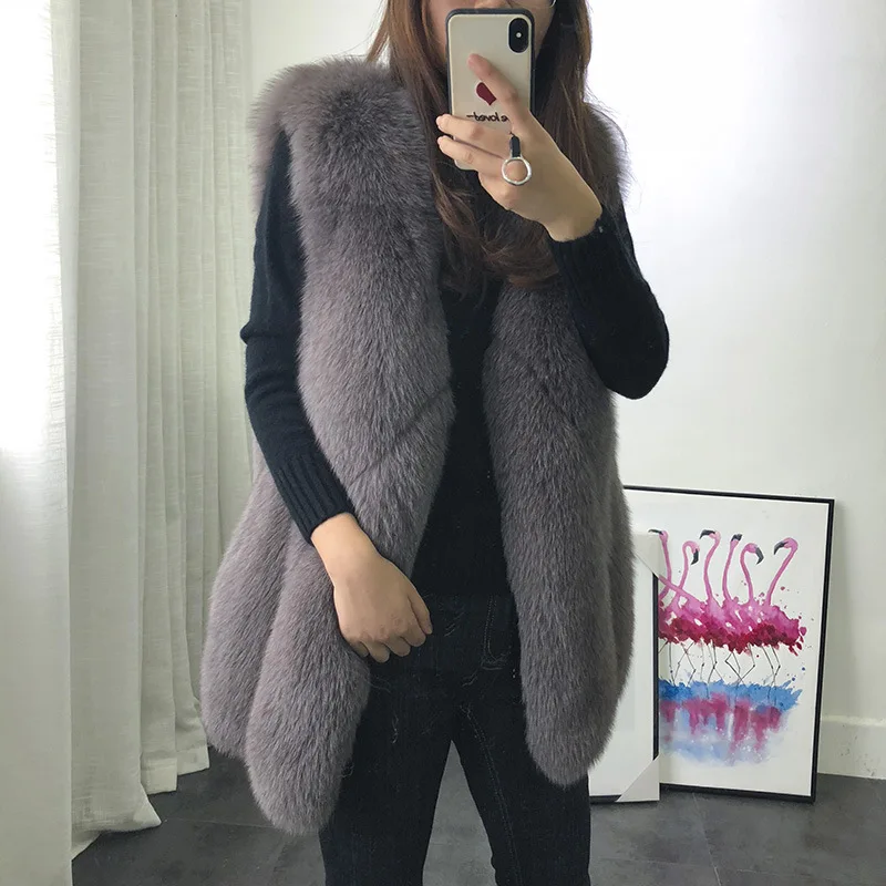 Jkp Naturel De Mince Renard B g Fourrure c f e a d Section Manteau Réel Femmes Cuir Longue Veste Hc Mode Tout 18 xtY7rtw