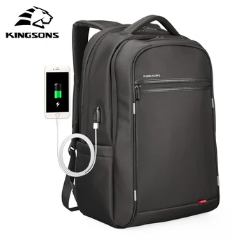 

Kingsons Travel Men Backpack Waterproof Male Backpack 17 inch Laptop Backpack with USB Black School Backpacks for Teenage Boys