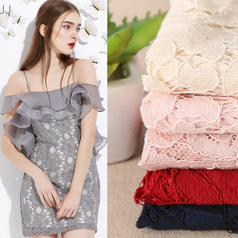 

African Lace Fabric Cotton 150CM Diy Exquisite Eyelash French Embroidery Lace Fabric Clothes For Wedding Dress Accessories