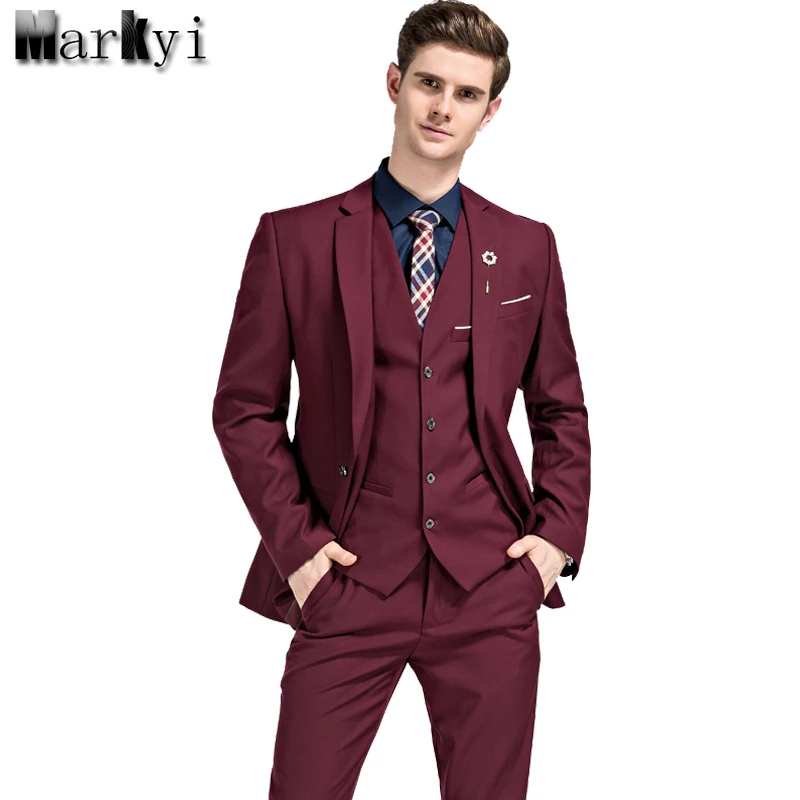 MarKyi, известный бренд, мужские костюмы для свадьбы, жениха размера плюс 5XL, 3 предмета(пиджак+ жилет+ брюки), приталенный повседневный мужской костюм-смокинг