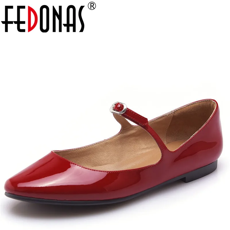 

FEDONAS Fashion Cute Women Mary Jane Flats Heels Shoes Sweet Genuine Leather Student Shoes Women Buckles Wedding Party Shoes