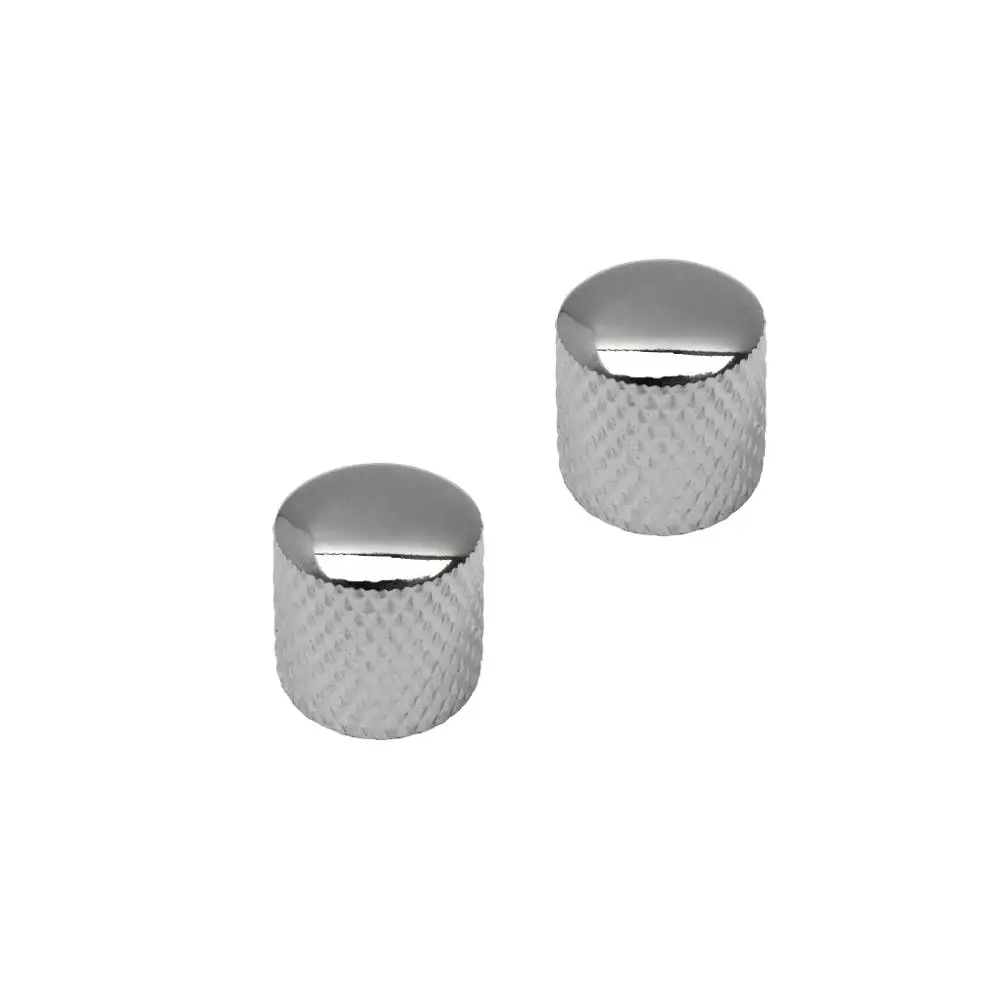 New 2pcs Metal Dome Guitar Bass Knobs Volume Tone Control Knobs Chrome