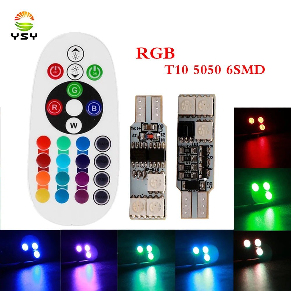 T10 194 w5w RGB 5050 6 SMD пульт дистанционного управления для салона автомобиля