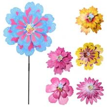 Большая двухслойная Цветочная ветряная мельница, детская игрушка, украшение для сада