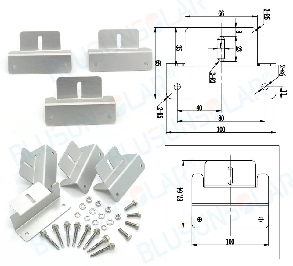2 комплекта Панели солнечные монтаж Z кронштейн 4 шт. комплект zj0218