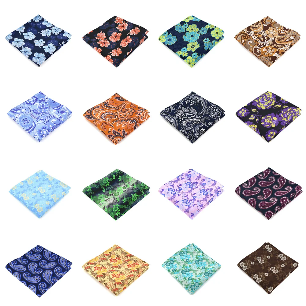 

276-295 Mens 100% Silk Handkerchiefs Flowers Plaisey Man Pocket Squares For Suits Jackets Wedding Party Business Fashion Gift