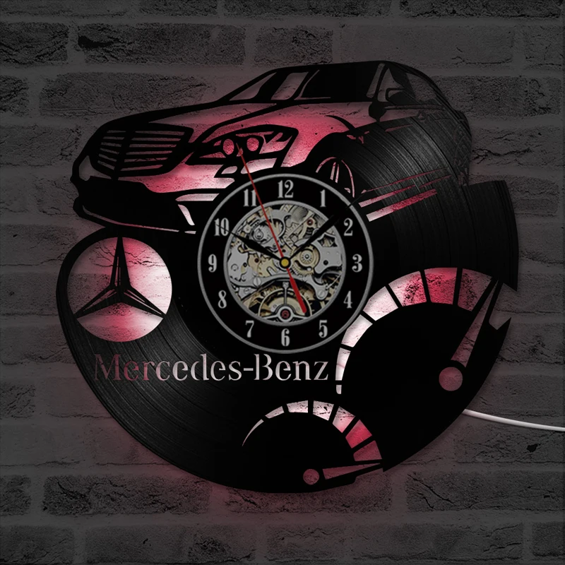 Audi Benz coche Logo vinilo registro pared reloj 3D decorativo colgante Vintage reloj LED pared reloj hogar Decoración regalo para coche amante Audi Benz coche Logo vinilo registro pared reloj 3D decorativo colgante Vintage reloj LED pared reloj hogar Decoración regalo para coche amante