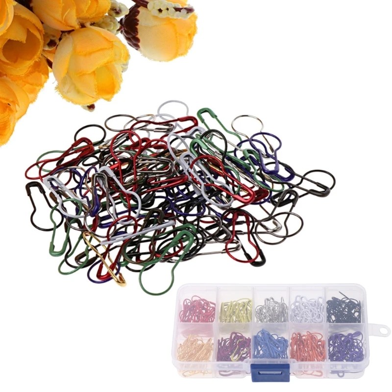 

300pcs Colorful Calabash Bulb Gourd Shape Tag Craft Safety Pins Craft With Case DIY Apparel Sewing Craft Supplies