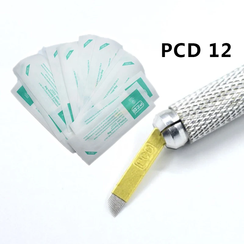 

100pcs PCD 12 Pin Tattoo Needles Permanent Makeup Eyebrow Tatoo Blade Microblading Needle Blades 3d Embroidery Hard Blades