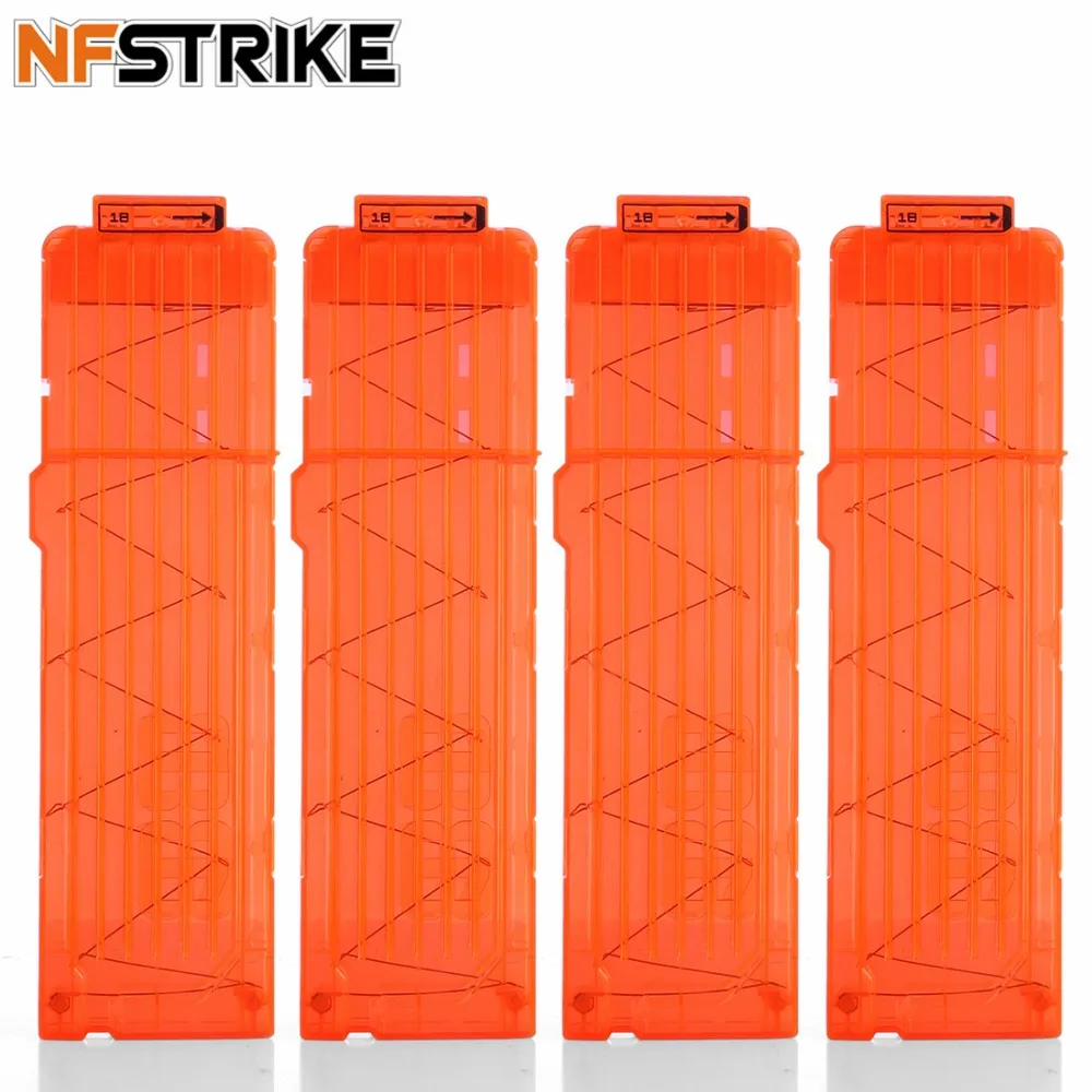 NFSTRIKE 4 шт. Мягкая Пуля клипы журнал для Nerf игрушечный пистолет 18 пули патронов картридж дротик для Nerf игрушечный пистолет клипы Прямая