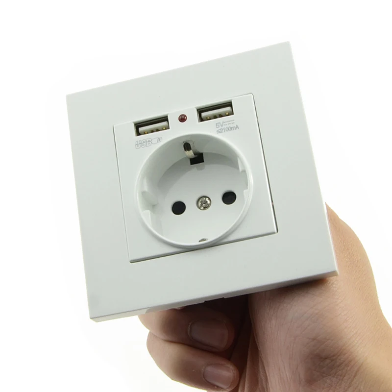 Розетка с USB настенная розетка мощность 16 А стандартная европейского стандарта