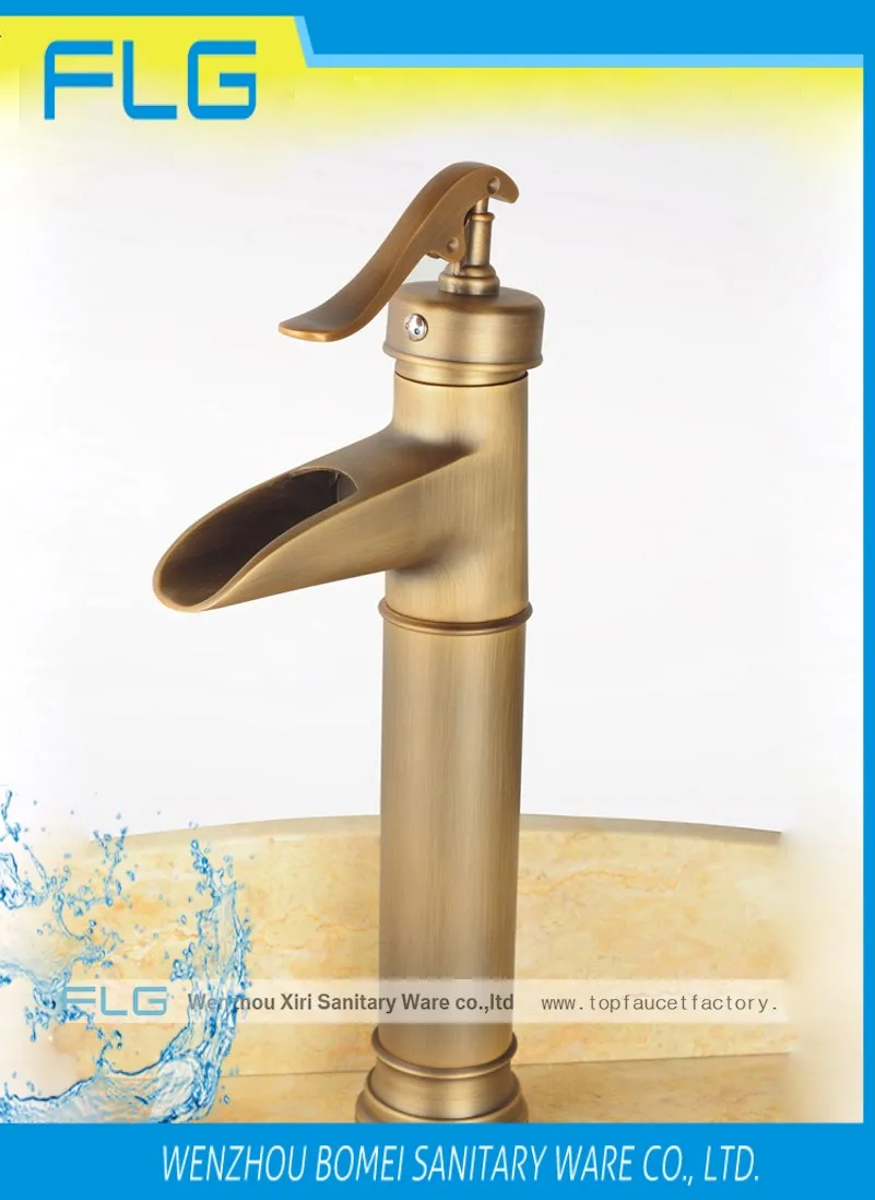 High Antique Brass Faucet Deck Mounted Bathroom Basin Faucet Lavatory Sink Mixers Taps FLG8026