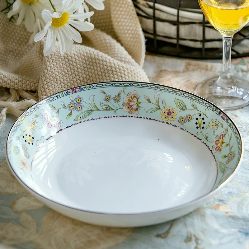 

8inch, fine bone china floral rice plate, chinese dinner plates, ceramic fruit plate, sushi dishes, japanese tableware plate