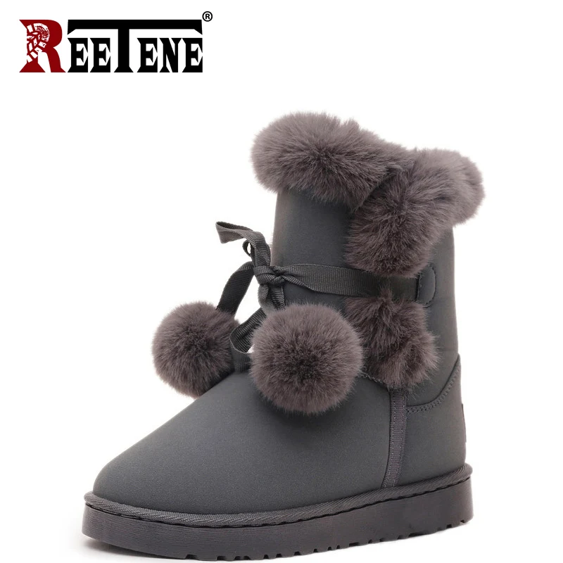 

REETENE Fashion Winter Boots Women Non-Slip Casual Woemen Snow Boots Warm Fur Mid-Calf Ankle Boots Female Shoes Size 35-41