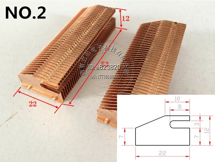KOOLASON 53*22*12 мм DIY Ноутбуки ПК CPU Радиатор медного охлаждения ребра охладитель