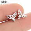 SMJEL-pendientes de acero inoxidable con forma de sirena para mujer, aretes pequeños, diseño geométrico, Simple, a la moda, regalo de cumpleaños ► Foto 1/2