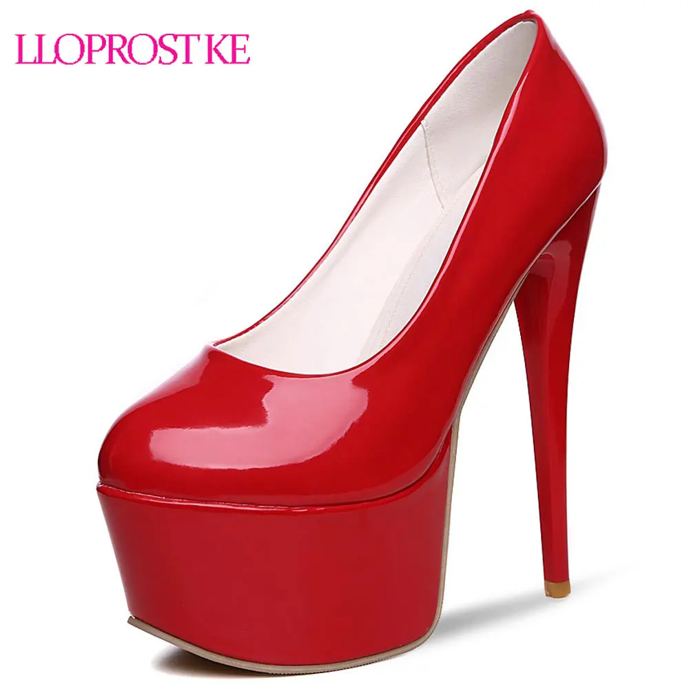 

Lloprost ke Super Thin High Heel 16CM Women Pumps Party Fashion Woman Shoes Platform Dress Night Club Shoes Size 31-48 MY769