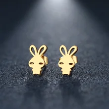 DOTIFI серьги-гвоздики из нержавеющей стали для женщин и мужчин с кроликом золотистого и серебристого цвета, ювелирные изделия для влюбленных на помолвку, Прямая поставка