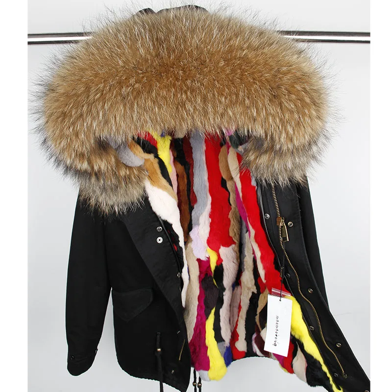Maomaokong, парки из кроличьего меха, зимняя куртка, Женская парка, пальто из натурального меха - Цвет: B2-11