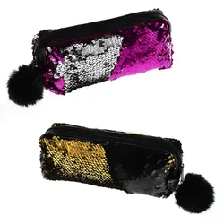 Реверсивный блесток Hairball Pencilcase для детские канцелярские принадлежности милые студенческие материалы