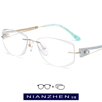 

Wire Titanium Rimless Prescription Glasses with 1.61 MR-8 Toughness Lens 7716