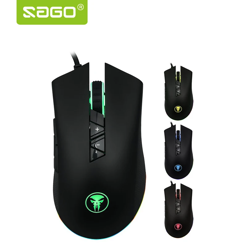 

Sago RGB Wired Gaming Mouse USB Optical LED Lights Mouse Gamer 1000/2000/ DPI with 8 Button For PC Laptop Desktop Computer Game