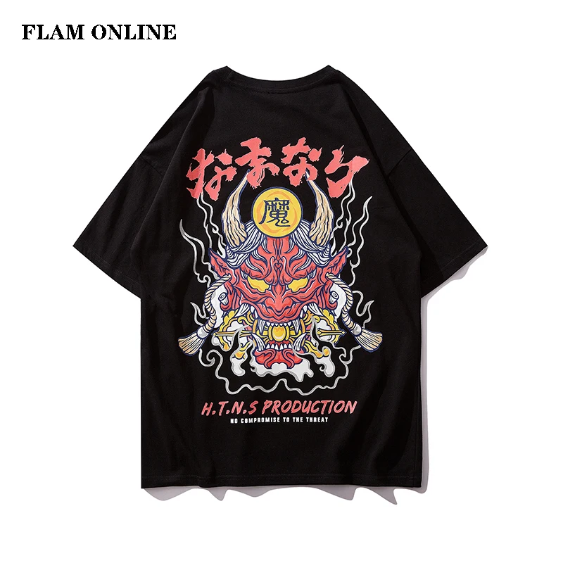 2019 Kanji японский персонаж Harajuku футболка хлопковые топы с короткими рукавами