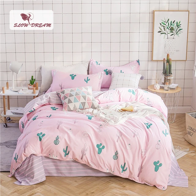 Slowdream Cactus Pink Bedding Set Nordic Duvet Cover Comforter Slowdream Cactus Pink Bedding Set Nordic Duvet Cover Comforter Bedspread Bed Linen Double Sheets Queen