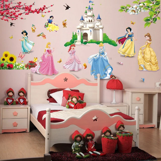 salju putih putri castle stiker dinding kamar tidur anak perempuan