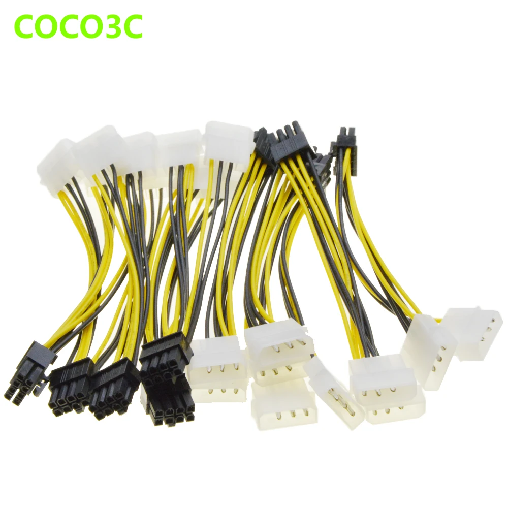8Pin Male 1 to 2 Molex Male IDE D port Power Supply Cable for PCIe Video Card GTX480 GTX260 GTX