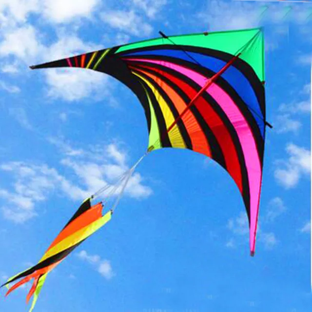 free shipping high quality new design rainbow delta kite ripstop nylon