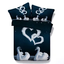 6 Parts Per Set Bed Sheet Set Swans in Love 3d bedding set