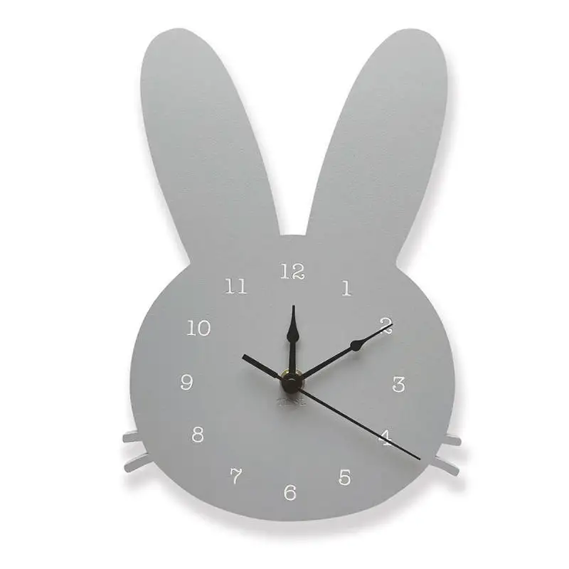 

Nordic Wooden Rabbit Shaped Wall Clock Boy Girl Gift Kids Room Bedroom Decor Table Desktop Wall Hanging Clock Ornament 28*20CM