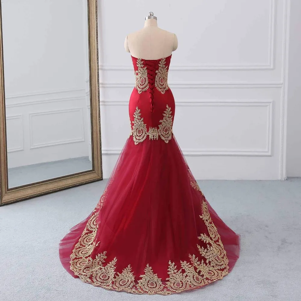 Tulle-Sweetheart-Mermaid-Prom-Dresses-With-Gold-Lace-Appliques-Vestidos-largos-de-fiesta-Elegant-Women (2)