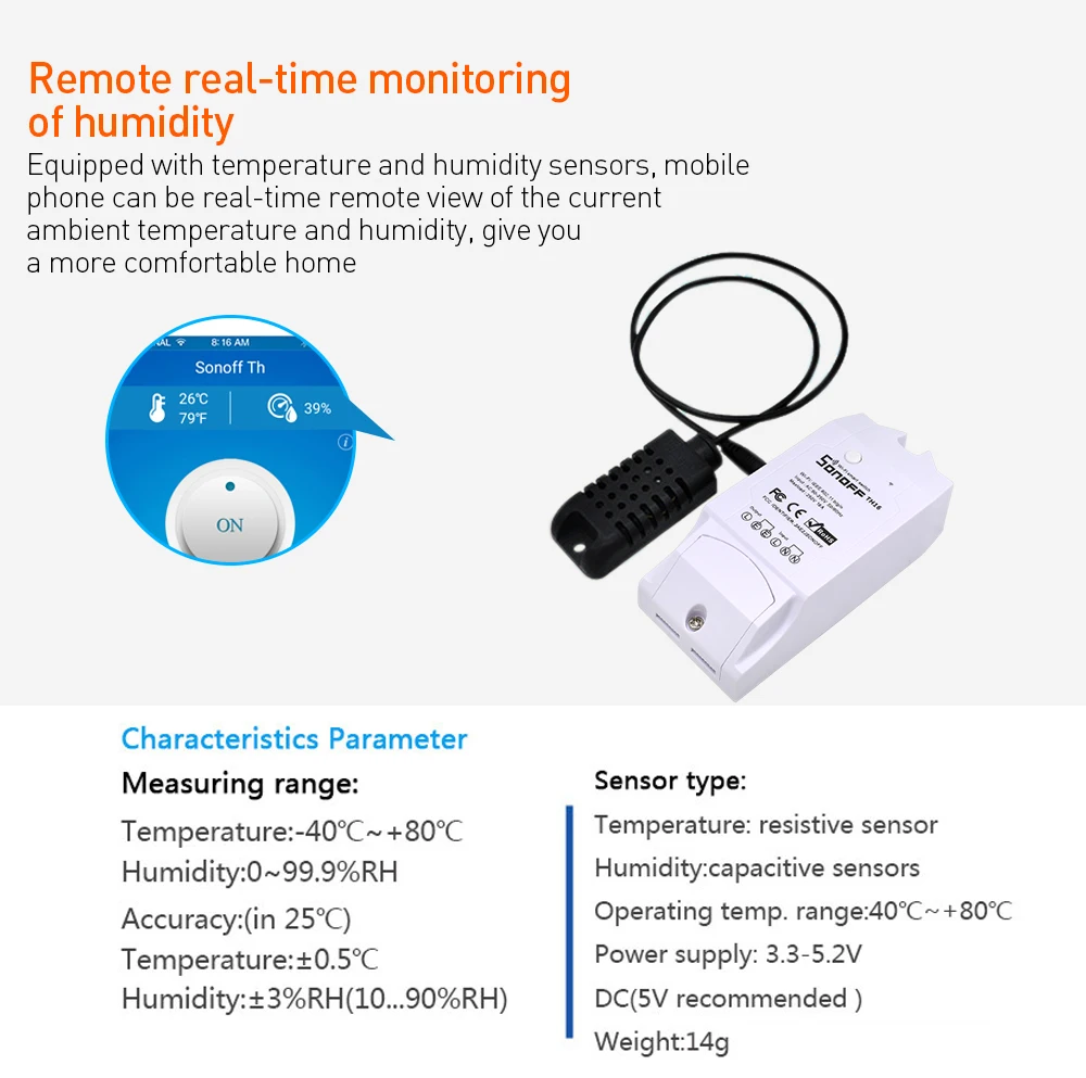 ITEAD Sonoff TH16 Беспроводной Выключатель Модуль Автоматизации датчик температуры и влажности Wifi Пульт дистанционного управления для умного дома 16А 3500 Вт