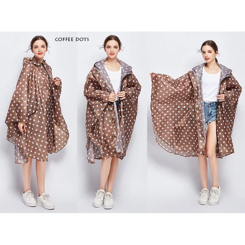 Freesmily women's fashion raincoat waterproof poncho Cape raincoat lightweight portable travel hiking trial