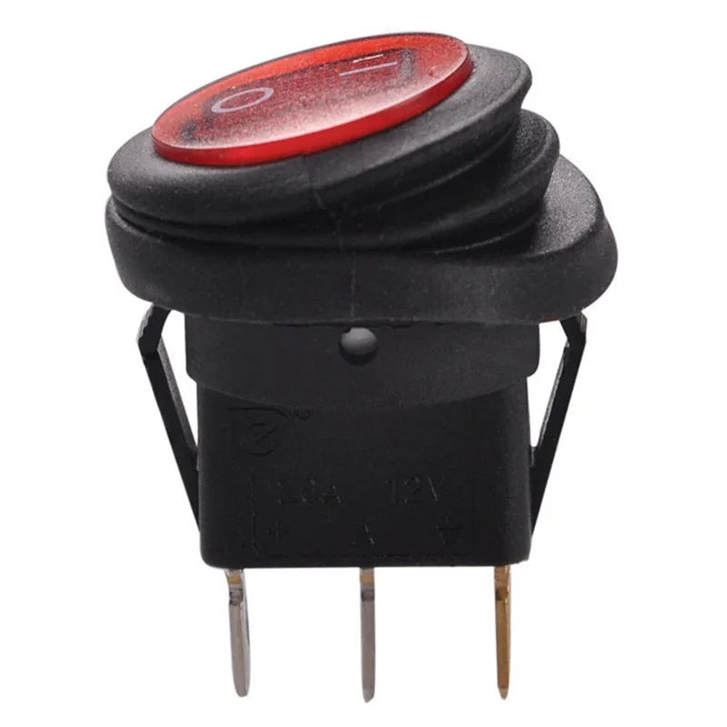 

High Quality 2Pcs LED Toggle Round Rocker Switch 12V 20A Car Boat ON/OFF SPST Blue Red LED Switches Waterproof 25x27mm